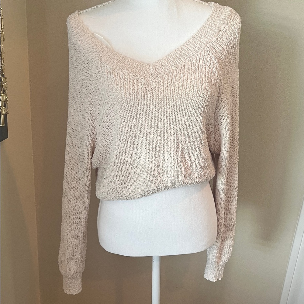 Altard state slouchy one shoulder cream sweater
